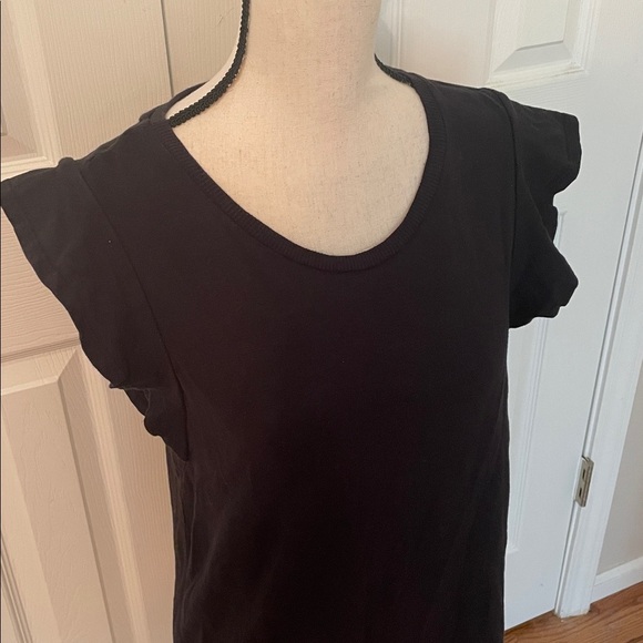 Ecothreads Black Ruffle Sleeve Organic Cotton Size Medium Women's Top EUC Soft - Picture 2 of 7